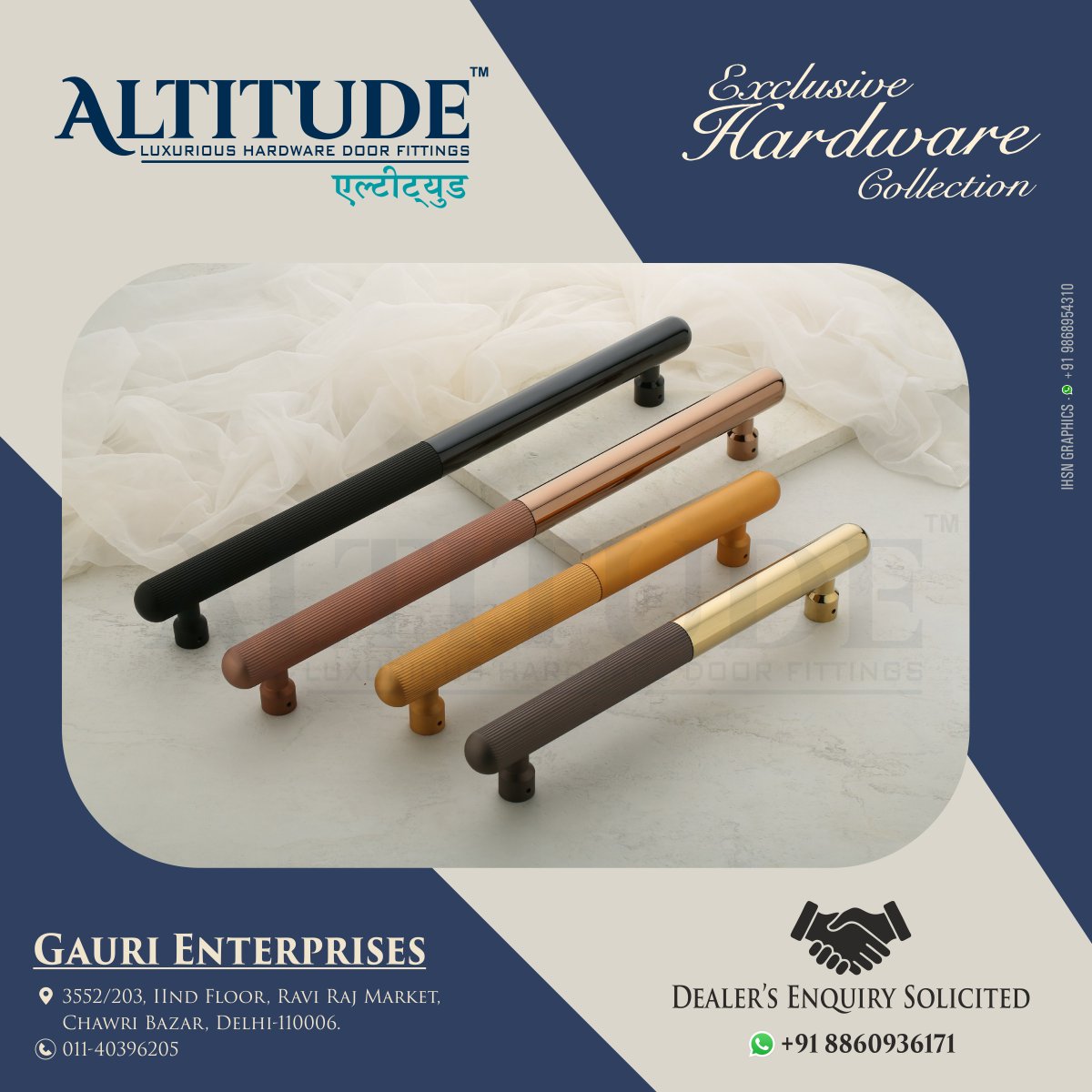 ihsndigital's tweet image. Redefine your doors with "ALTITUDE".

For Enquiry Via WhatsApp: rebrand.ly/GauriEnt

GAURI ENTERPRISES
Contact : Mr. Sandeep Maheshwari
M: +91 7678574145 ,+91 7827434759

Web: gaurienterprisesdelhi.com
.
.
#AltitudeHardware #DoorHandles #DoorHardware  #ihsndigital #delhi #india