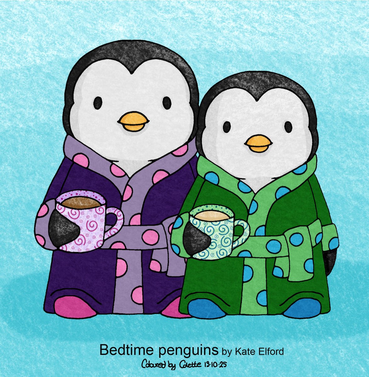 I love a colouring page and I really enjoy colouring them on my iPad too. This gorgeous penguin pair is by @bykateelford