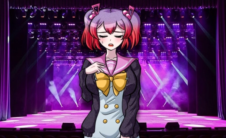 She’s lightly pinching her muffin top with a sigh. Her outfit is clinging to it quite nicely

“It just doesn’t seem to go away…”
