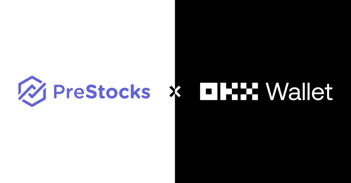 PreStocks 和 OKX Wallet 合作图，包含徽标
