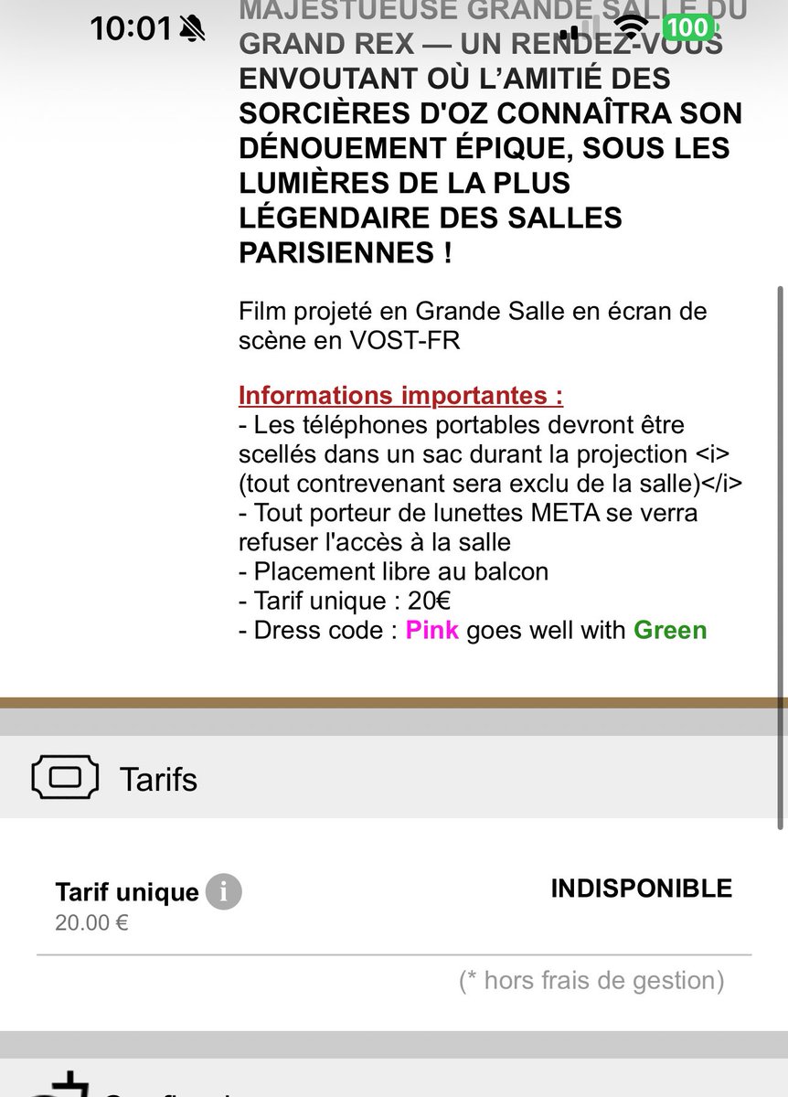 10h01 et y’a plus de places déjà sur le grand rex ??? c’est IMPOSSIBLE