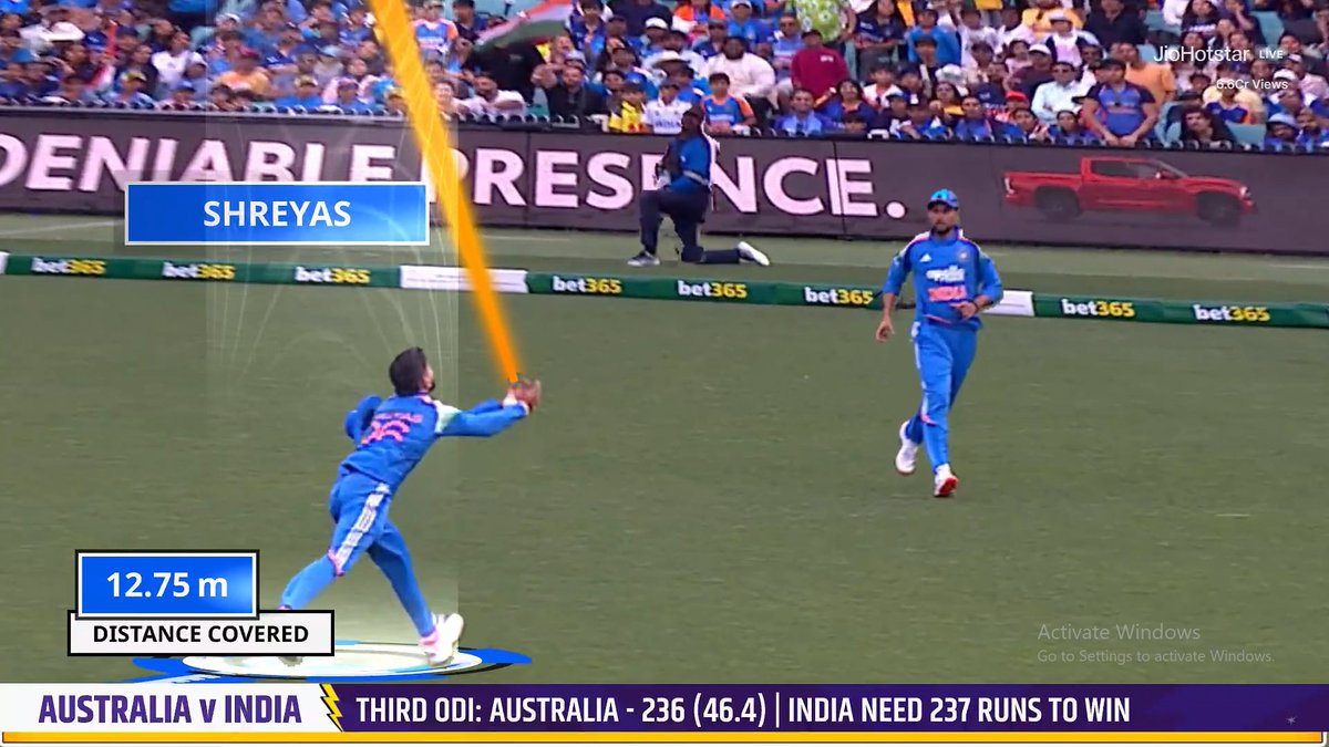 reporrtofficial's tweet photo. WHAT A CATCH BY SHREYAS IYER! 🏏
Distance covered: 12.75 m
Athleticism, timing, and commitment all in one incredible fielding effort! 💪🇮🇳
#ShreyasIyer #TeamIndia #INDvAUS #Cricket #FieldingMasterclass https://t.co/StyASPiWsp