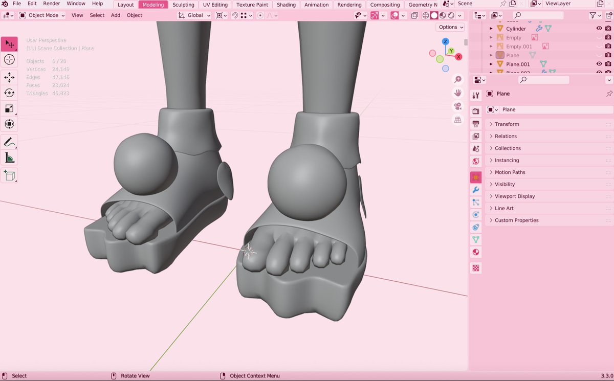 programmer817's tweet image. サンダルができた!
ポンポンが可愛い〜🩷
#blender #blender3d #b3d #3dcg
#blender初心者