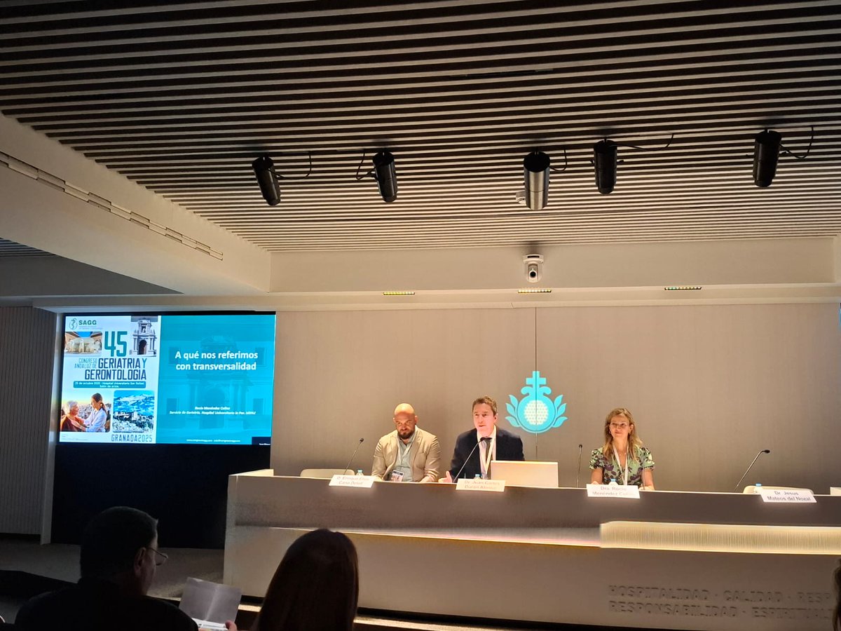 🚩Primera Mesa: Concepto de geriatría transversal.
👤Moderador:
Dr. Juan Carlos Durán Alonso
Geriatra. Hospital Juan Grande. Jerez de la Frontera. Presidente de la SAGG.
👥Ponentes:
Dra. Rocío Menéndez Colino
D. Enrique Elias Cano Detell
Dr. Jesus Mateos del Nozal

#sagg25