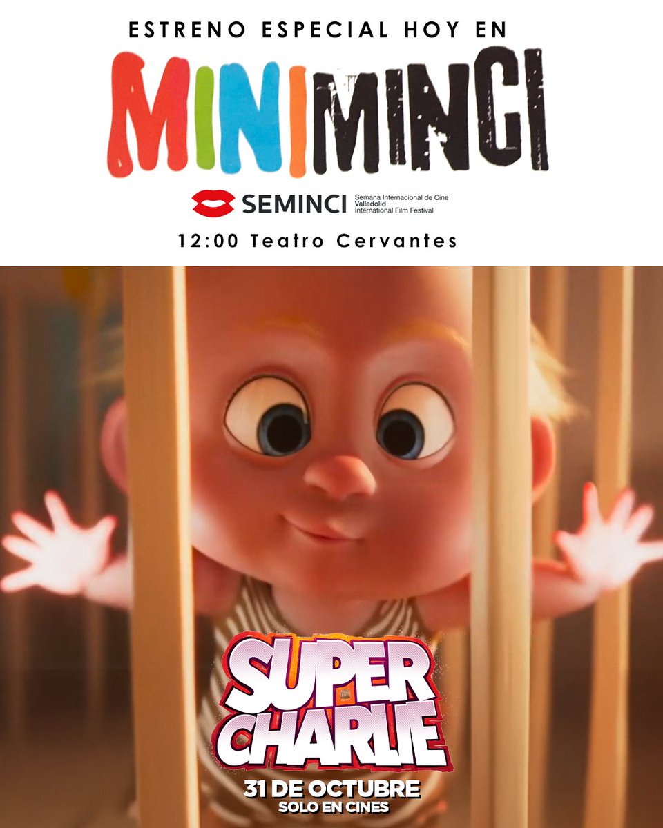 FlinsyP's tweet photo. "Miniminci", la sección para el público infantil de la Semana Internacional de Cine de Valladolid (Seminci), estrena en España "Super Charlie", hoy a las 12.00 en el Teatro Cervantes de Valladolid.
#SuperCharlie #Miniminci #MatinalenValladolid #Seminci #PelículaInfantil https://t.co/A9ls463Lrc