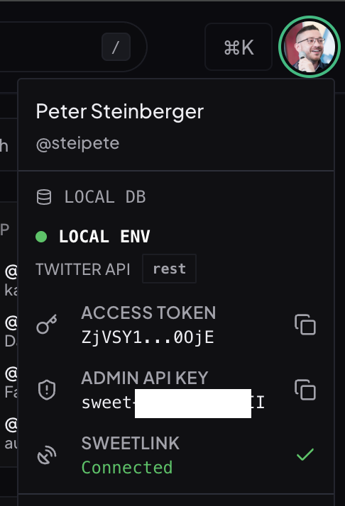 steipete's tweet image. Closed the last part of the loop in web dev. I now have a button in my webapp that opens a websocket to localhost so my agent can use a cli "sweetlink" to inject JS/query the DOM/get logs or screenshots.
No mcp or separate window/Chrome required. It supports screenshotting dev…