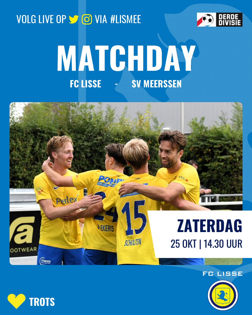 ⚽️ MATCHDAY | 🟡🔵 ⚔️ 🟡⚫️  | #LISmee <a href="/svmee/">stephaniee.e</a> 

🎙️ Verslag van de wedstrijd te beluisteren bij <a href="/omroepbo/">Bollenstreek Omroep</a> met onze verslaggever Jankees Faas 🎙️