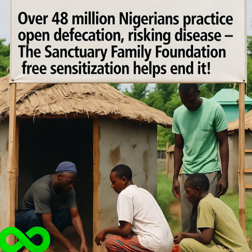 D_sanctuaryfam's tweet image. Open defecation hits 48M Nigerians with cholera &amp;amp; poverty – Sanctuary Family offers FREE sensitization &amp;amp; latrines for health. Join our foundation! Tag a friend! 🌍 #SanctuaryFamily #EndOpenDefecation #Naija