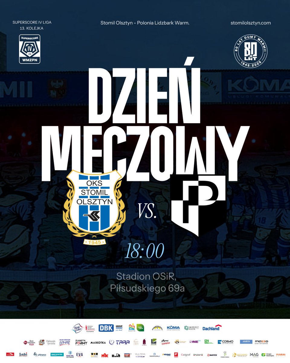 StomilOlsztynSA's tweet photo. ⚪🔵 DZIEŃ MECZOWY ⚪🔵

⚔️ Polonia Lidzbark Warmiński
🕓 18:00
🎟 https://t.co/z5Nn0wg0ln
🎥 https://t.co/y1Z1keRa1W

---
#STOPOL https://t.co/ChhXti8Auw