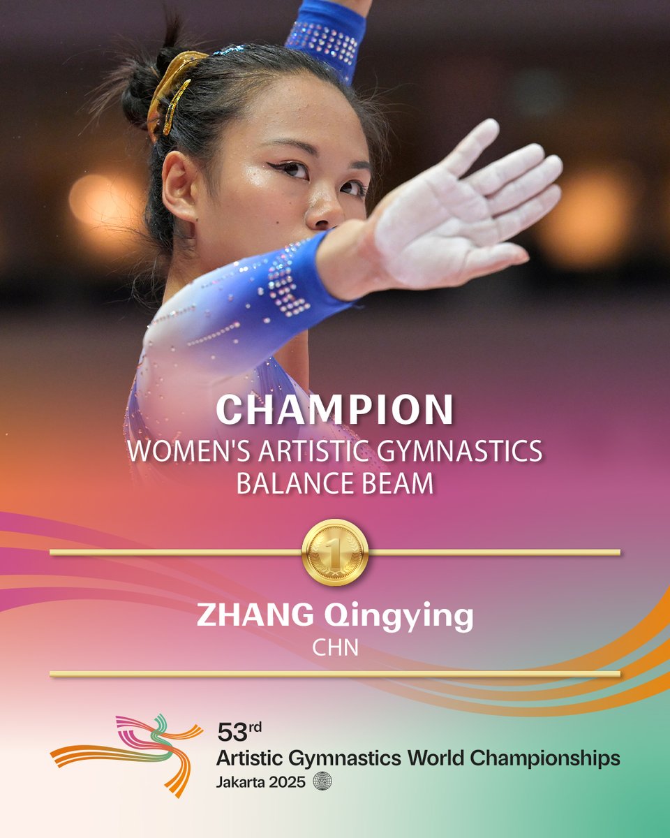 gymnastics's tweet photo. Zhang Qingying stepped UP!

Full Results: https://t.co/1VIJcYoh9F

#ARTWorlds2025 #Gymnastics https://t.co/B3VsCCWNuY