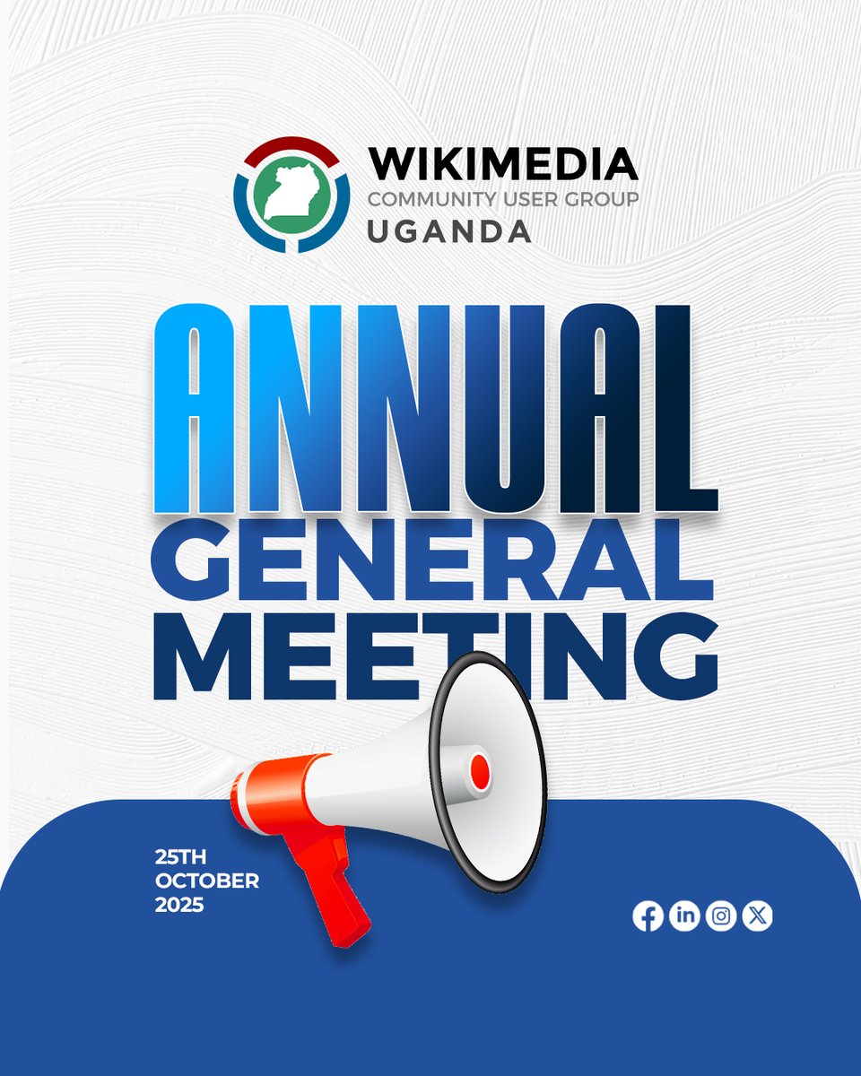 WikimediaUganda's tweet photo. 🎉 We are LIVE!
The Wikimedia Uganda Annual General Meeting 2025 is underway, a celebration of community, growth, and the power of open knowledge. 💡📚
#WikimediaUG #AGM2025 #OpenKnowledge #WikiCommunity #Uganda https://t.co/8Jp1HOpk1n