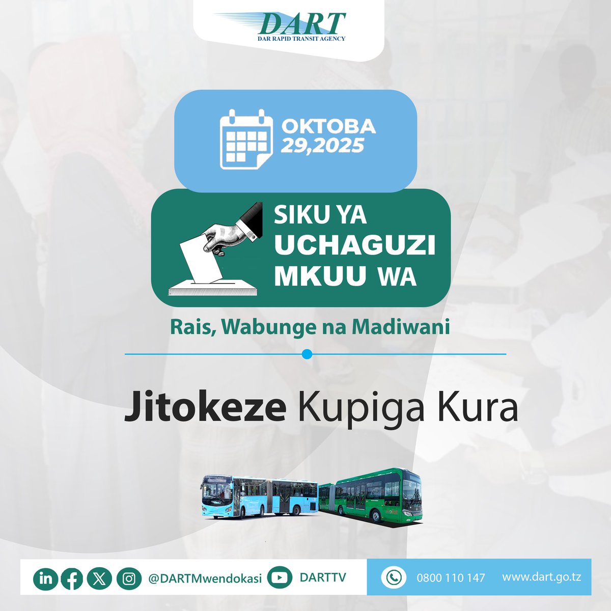 #DARTMwendokasi #MwendokasiApp #Tanzania #TowardsSmartCities #TwendePamoja #kurayakohakiyakojitokezekupigakura #oktoba2025 #tumehuruyataifayauchaguzi #uchaguzi2025 #UchaguziMkuu #uchaguzi