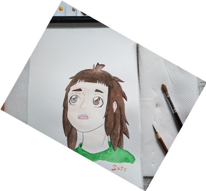 ファンアート。
遊維先生の『#大海に響くコール』のヒロイン、かわず を描きました。

ほかの方の投稿にもあったと思うのですが、かわずを描くのって難しかったです。
（かわずに見えるようになるまで何回書き直したことか……😅）

#ゲッサン