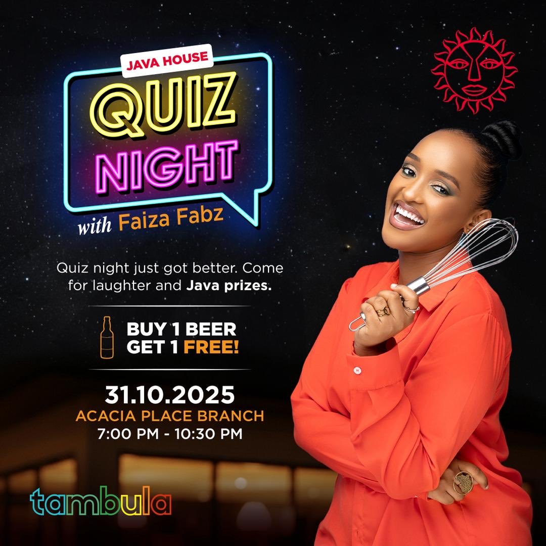 MushroomInc's tweet image. Are you a quiz master? Show off your skills at Java House (@JavaHouseUG), Acacia Place, with @Faizafabz and win awesome prizes!
📅 31st Oct
🕖 7PM – 10:30PM
#MadeWithLove