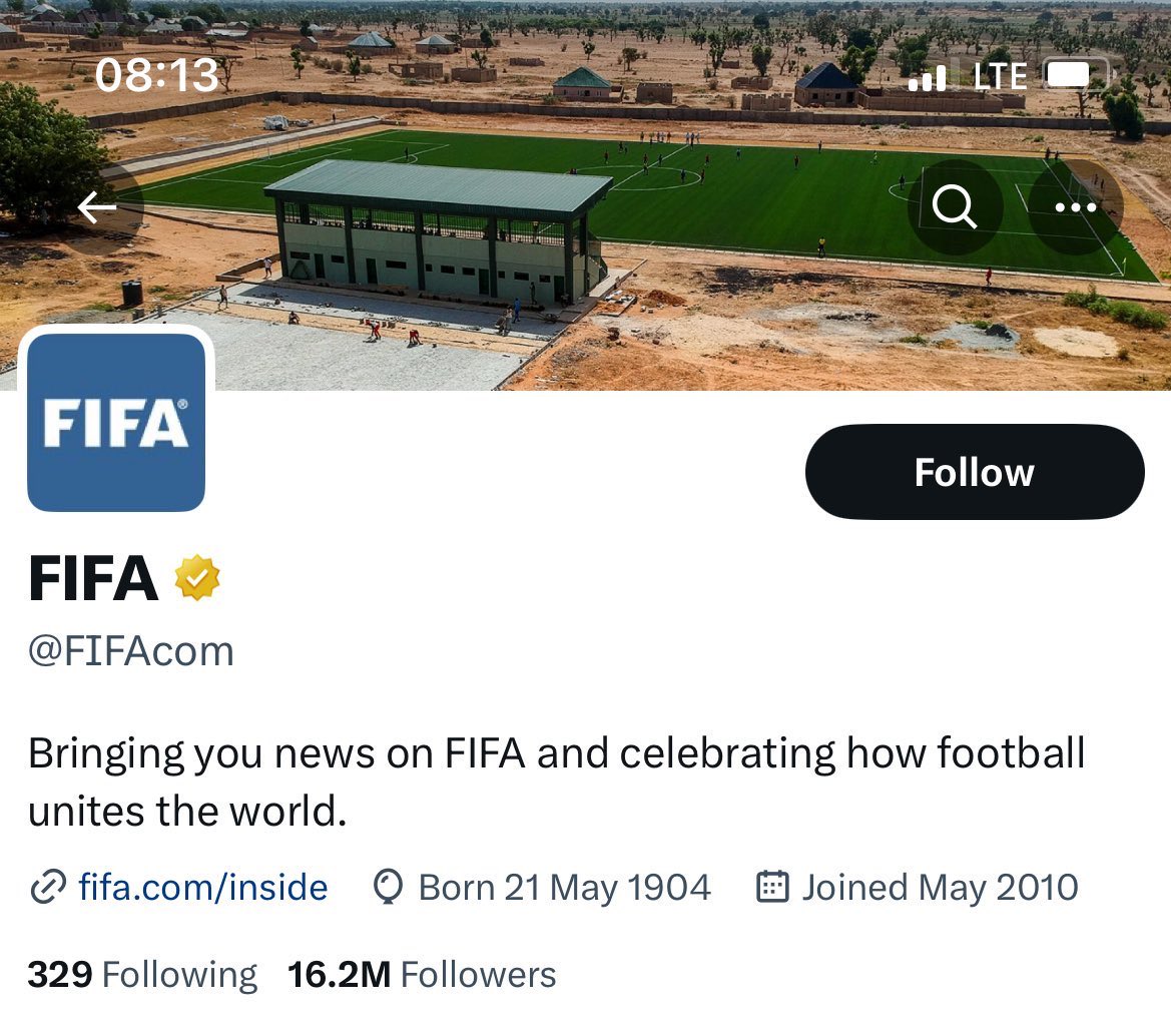 itzbasito's tweet photo. FIFA changed their twitter header to the $1.2m stadium NFF claimed to have built 🫢😂 https://t.co/ObPoiTFExz