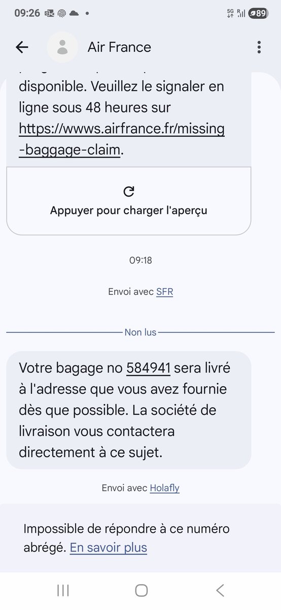 florentp79's tweet photo. @airfrance le sketch continue...
Quel est ce sms que je reçois, alors que je viens de faire 2h de taxi a mes frais pour récupérer la valise ???
#foutagedegueule https://t.co/S4ZgeT3Q8G