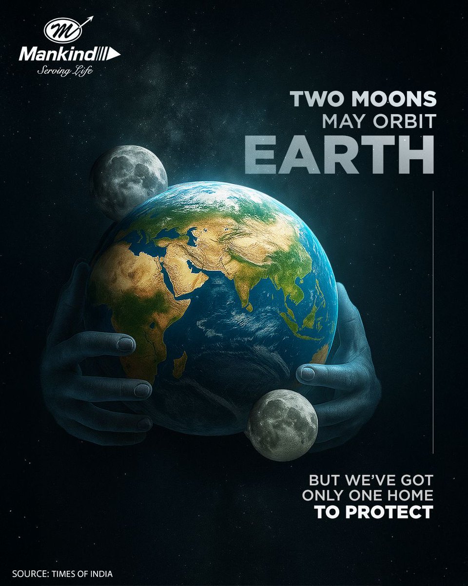 Pharma_Mankind's tweet photo. NASA just confirmed Earth has a new mini-moon, 2025 PN7, fondly called “Arjuna.”
But no matter how many moons come by, we still have just one Earth to care for, cherish, and heal.
Let’s keep #ServingLife for good.

#TwoMoon #Mankind #Pharma #MankindPharma https://t.co/ySBQEQb7mY