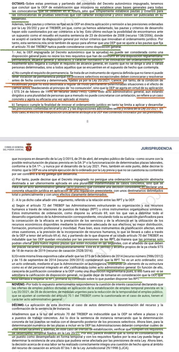 abotgado_es's tweet photo. Las OEP de Estabilización NO son disposiciones generales (sino actos plúrimos) siempre que 1️⃣se ajusten al art.70 TREBEP y 2️⃣se limiten a ejecutar la Ley 20/2021 (plazo y requisitos) y no precisan de los informes propios de las disp. grles
🟧STS 14/10/25 (rec.2757/2024) https://t.co/6Sjf8pnSbW