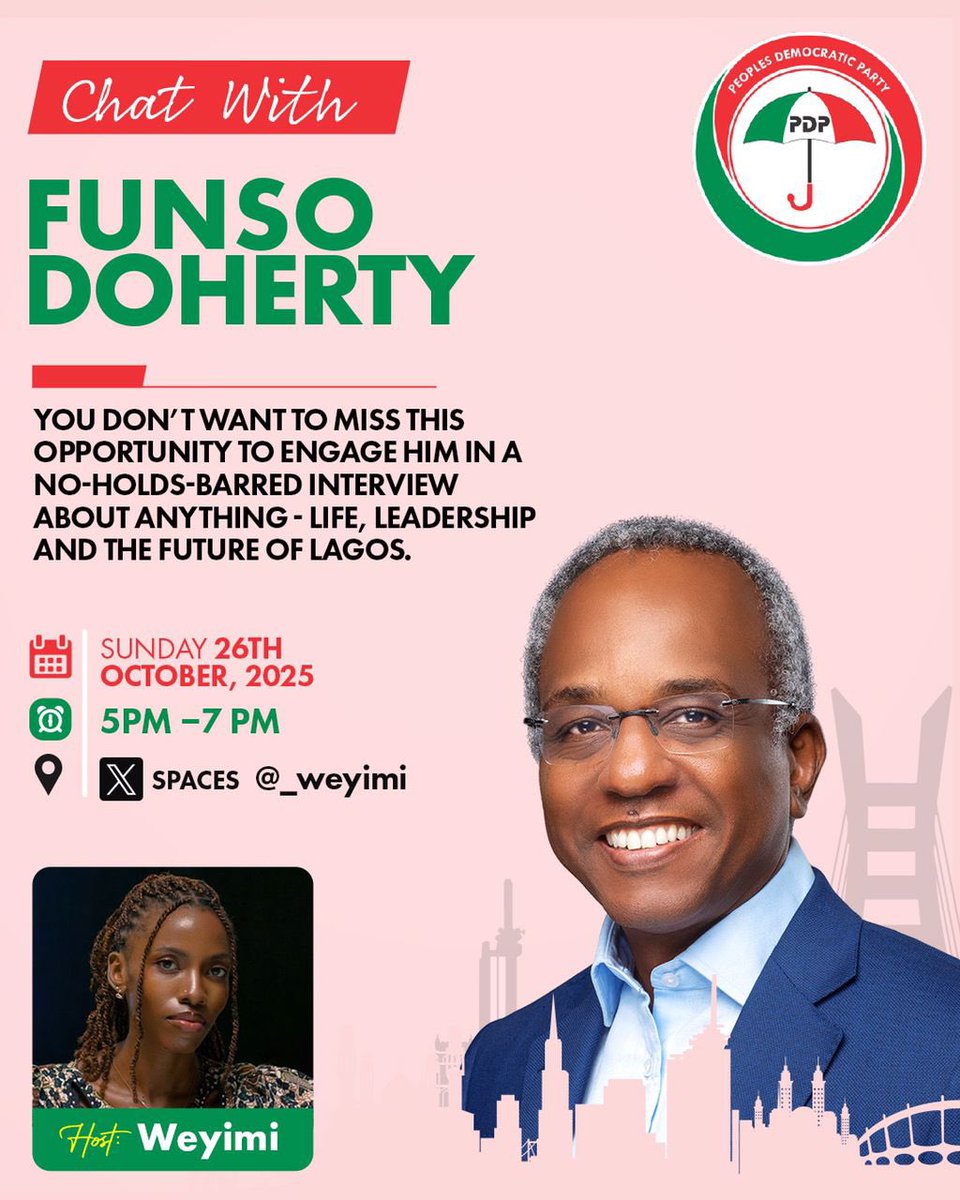 Please join me tomorrow at an X-Space where I will be glad to take wide-ranging questions from participants. It will be hosted by <a href="/_weyimi/">Wẹyimi B. Lubẹ (A powerful voice)𓃵</a> and promises to be engaging.
