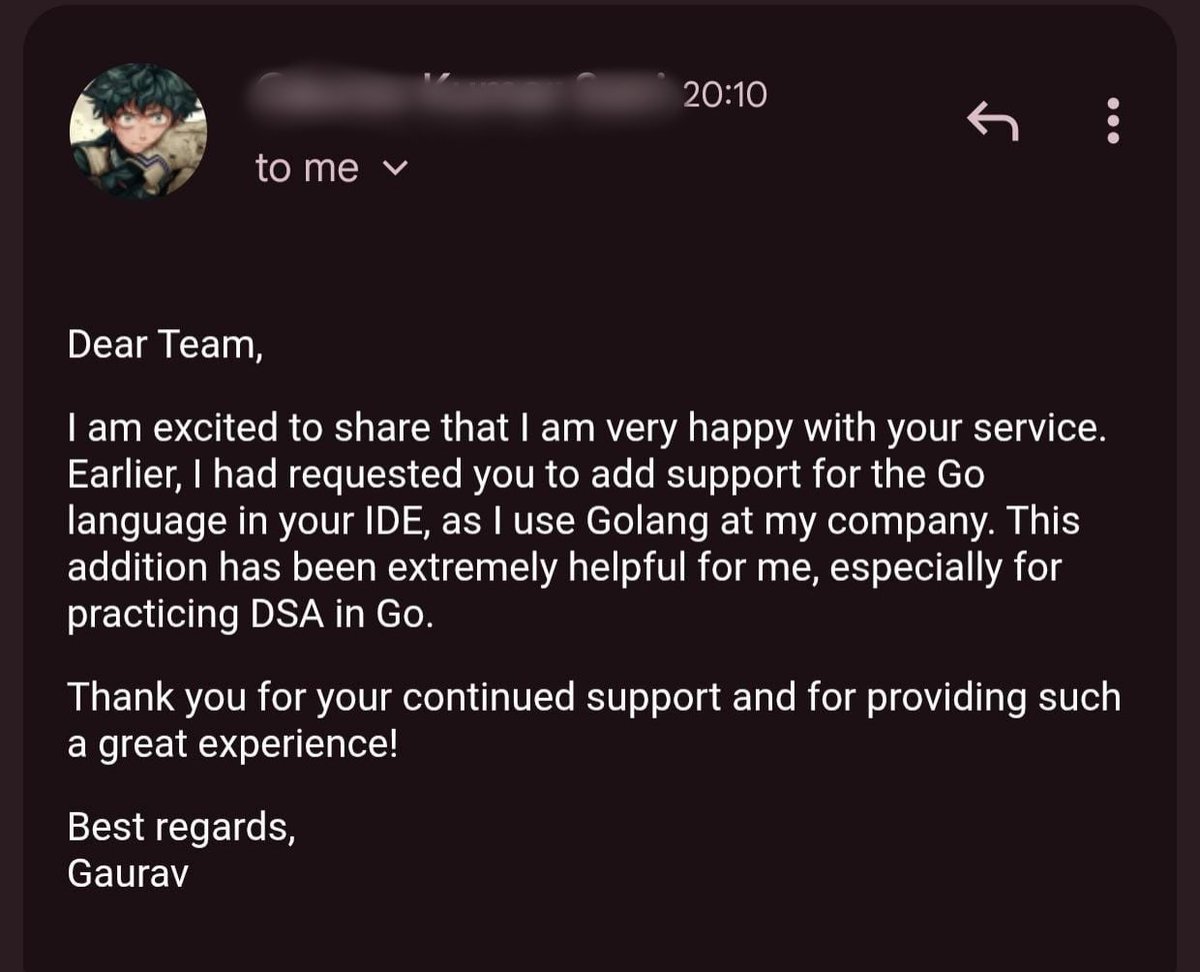 takeUforward_'s tweet image. Added Go language support to our IDE. Seeing learners enjoy it makes it all worth it.