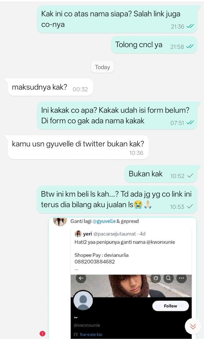 Selamat pagi dari shopeeku yg linknya dipake sama scammer ^_^

Monyet lu @gyuvelle
