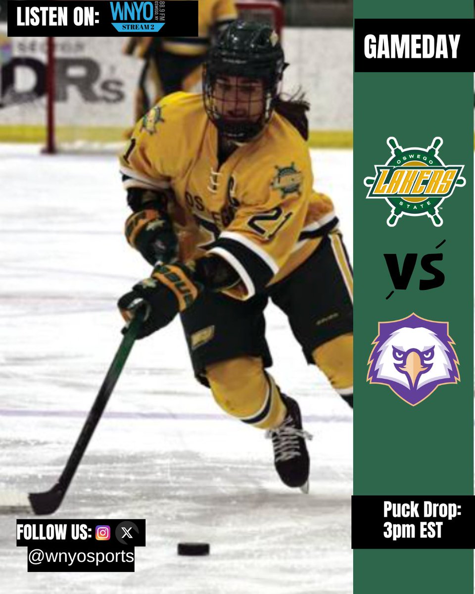 GAMEDAY🚨: Oswego women's hockey VS Nazareth University 
.
.
.
⏰: @ 3:00PM EST 
.
.
.
📌: The Deb
.
.
.
📻: WNYO Stream 2
.
.
.
.
.
.
.
.
.
.
.
.
.
.
.
.
.
.
#gameday #hockey #stick2sports #wnyo