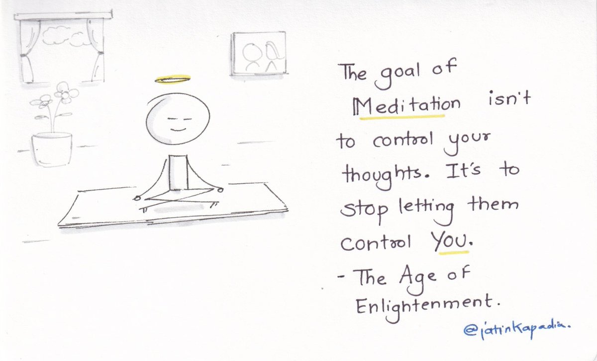 jatinkapadia's tweet image. The goal of Meditation isn’t to control your thoughts. It’s to stop letting them control you - The Age of Enlightenment
#visualthinking
#sketchnotes