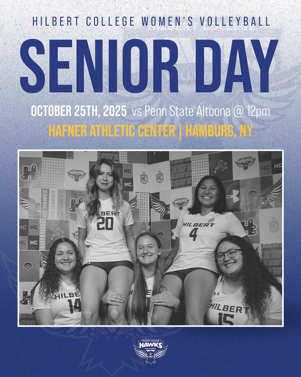 SENIOR DAY!!! COME OUT AND HELP US CELEBRATE OUR SENIOR CLASS at home against Penn State Altoona at 12pm!!! 💙🤍💛🩶🖤 #hawkyeah #rollbirds #gobirds #volleyball #womensvolleyball #ncaa #ncaavolleyball #ncaavb #ncaawomensvolleyball #ncaad3 #ncaadivision3 #ncaadivisioniii