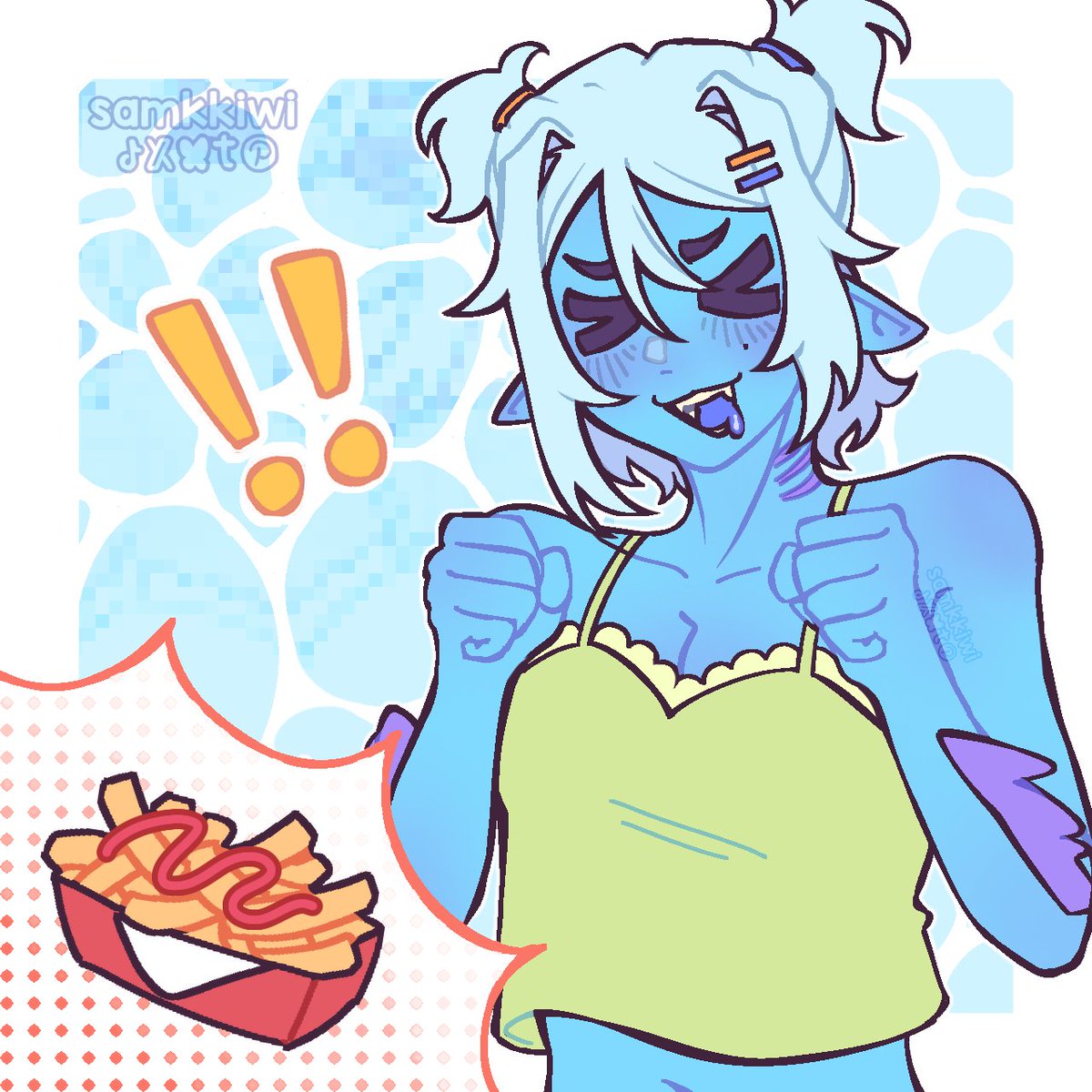 — yummy yummy on my tummy 🍟 give all the french fries on existence to her NOW !!! ヽ(#`Д´)ﾉ
#art #oc #originalcharacterart