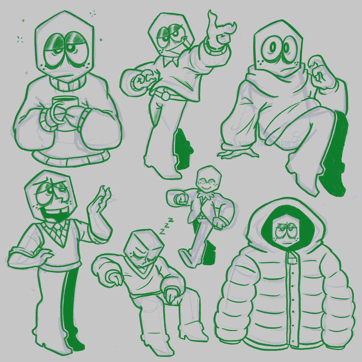 SamAnimStudio's tweet photo. Day 24- Sweaters!

#battat sketch page today

#miketober https://t.co/doyxXrIHMO