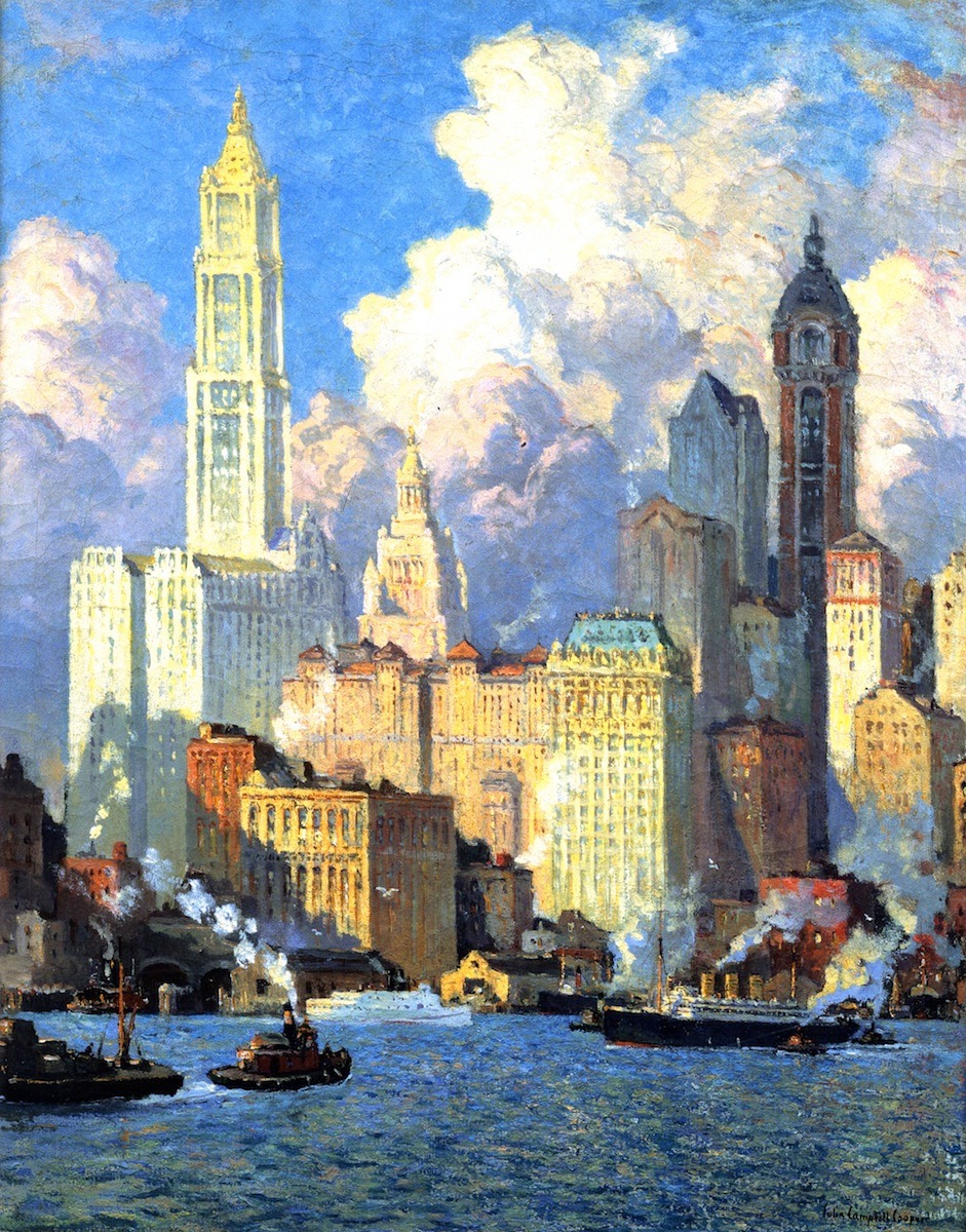 DailyClassicArt's tweet image. Colin Campbell Cooper - "Hudson River Waterfront, N.Y.C"