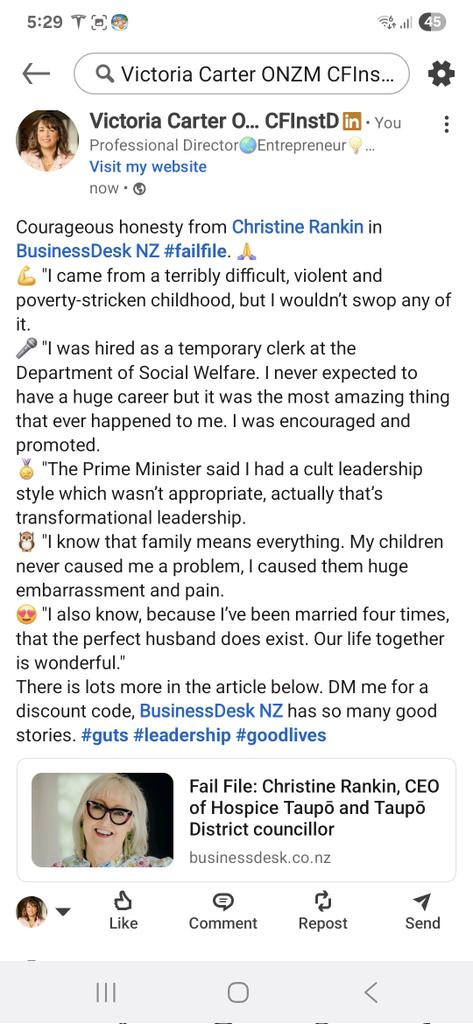 Courageous honesty from
 Christine Rankin, CEO of Hospice Taupō and Taupō District councillor | in #failfile BusinessDesk share.google/UbSMJXrrdnNb0E…
