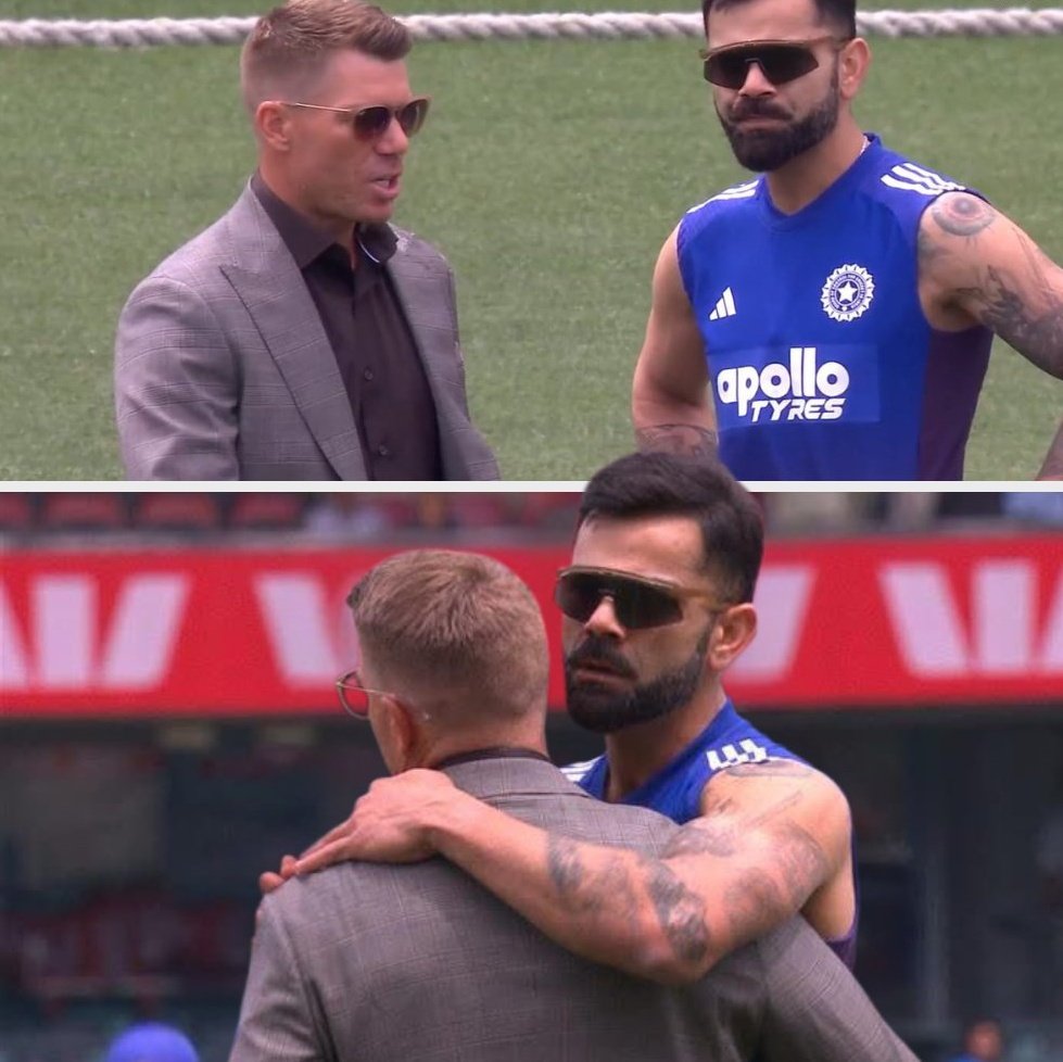 Natashasingh143's tweet image. Two modern day greats in a single frame 🙌

#ViratKohli #DavidWarner #AUSvIND