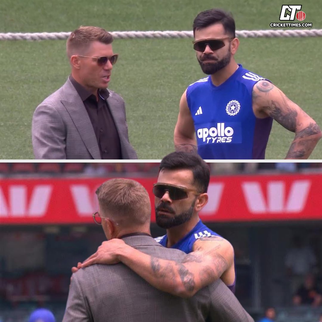 CricketTimesHQ's tweet image. Two modern day greats in a single frame 🙌

#ViratKohli #DavidWarner #AUSvIND