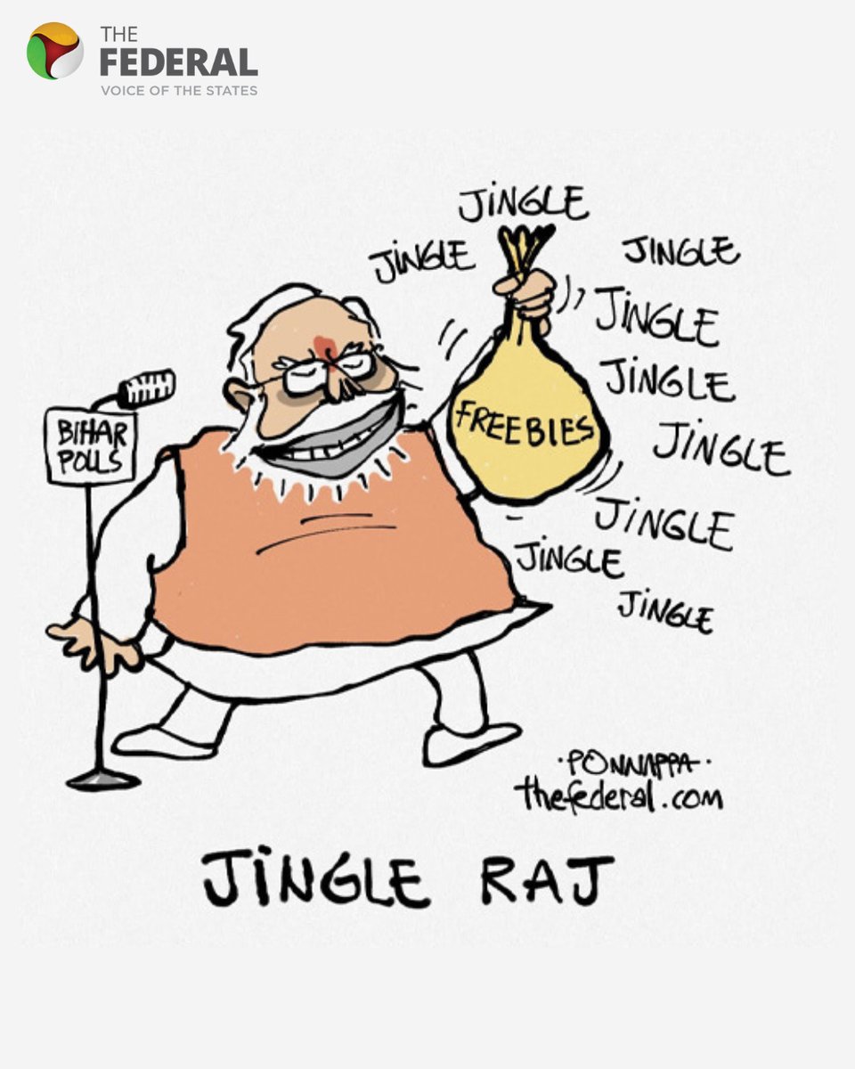 TheFederal_News's tweet image. The Federal&apos;s #Faultlines | Jingle all the way!? 

Track the latest news at thefederal.com. 

#BiharElections2025 #NDA #FreeBies #Modi #BJP