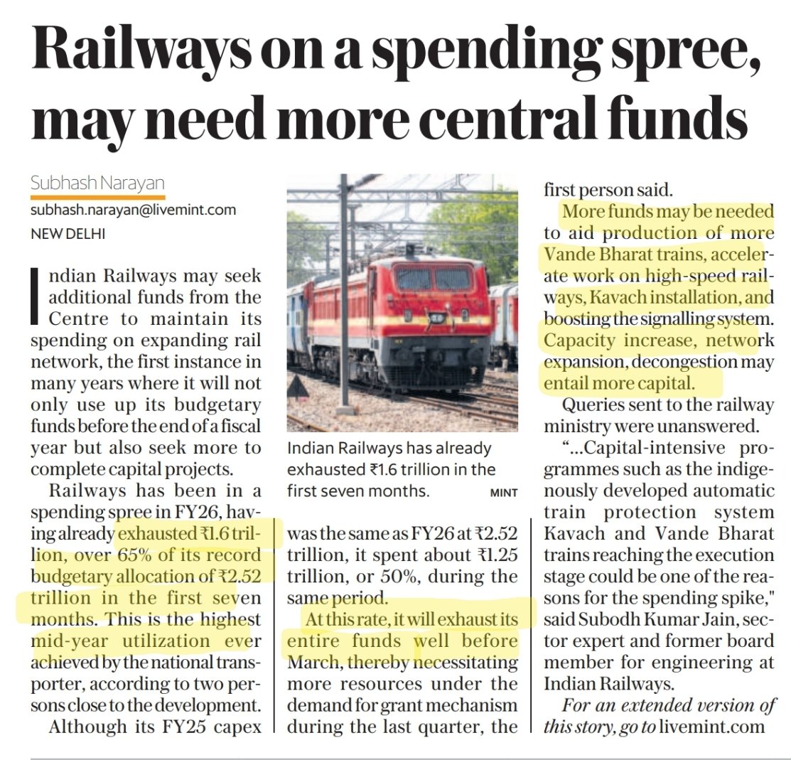 UremO_24's tweet image. RAILWAY SECTOR CAPEX TO HIT HIGHEST EVER BY THE END OF THIS FY 🚅🚈🇮🇳
After allocation of more fresh funds, fresh rally in "some" railway sector stocks will start 🚀🚀
🟢 After 100 "yes" comments, TOP 3 stocks that will benefit from it will be shared 💰🟢🚀