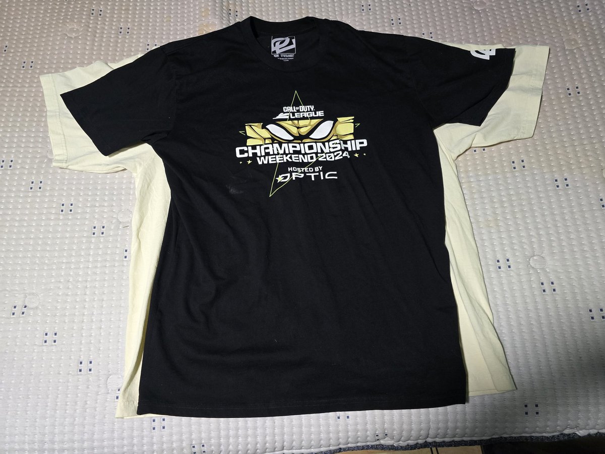 zachddd9's tweet photo. I just received my most recent @OpTic  shirts and for some reason these XL shirts are HUGE compared to any other XL shirts I own. Is there anything we can do about this? Size compason with one of my other XL OpTic shirts over it to show how big they are @H3CZ @PaigeJReed https://t.co/p3asKHWPvM