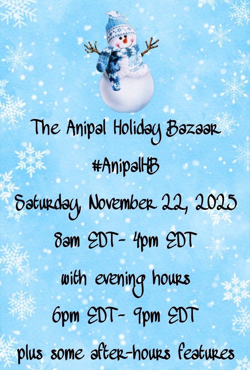 macwhittle's tweet image. bsky.app/profile/anipal…
Please join the AnipalHB @AnipalHB onBlueSky on Sat 22nd Nov for a spectacular virtual party day filled with lovely treats, chats and fun! See you all there 😊❤️ #AnipalHB