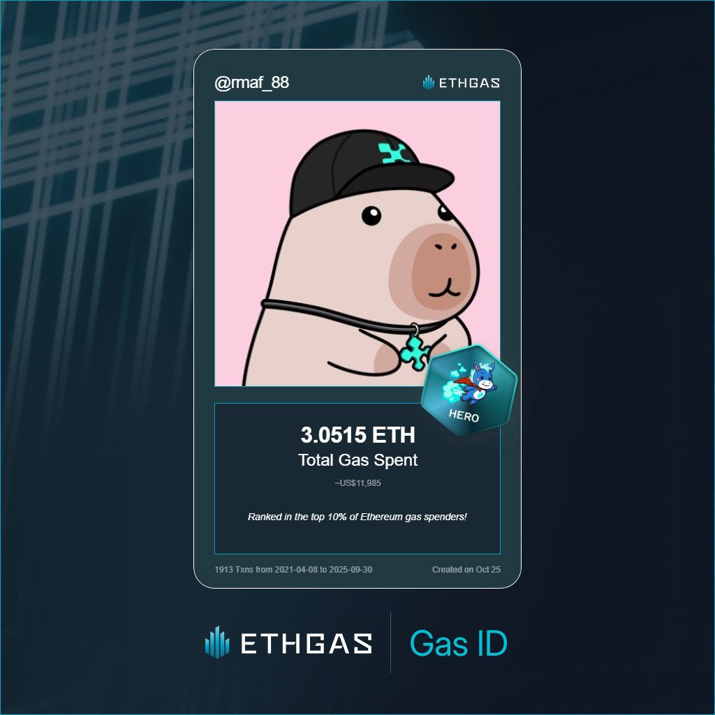Leveled up in the Great Gas Reckoning with ETHGas! 💪

Hero Jack status: 3.0515 ETH gas spent, 2000 Beans earned—supporting the Gasless Future!

Claim your Gas ID at ethgas.com/community/gas-…