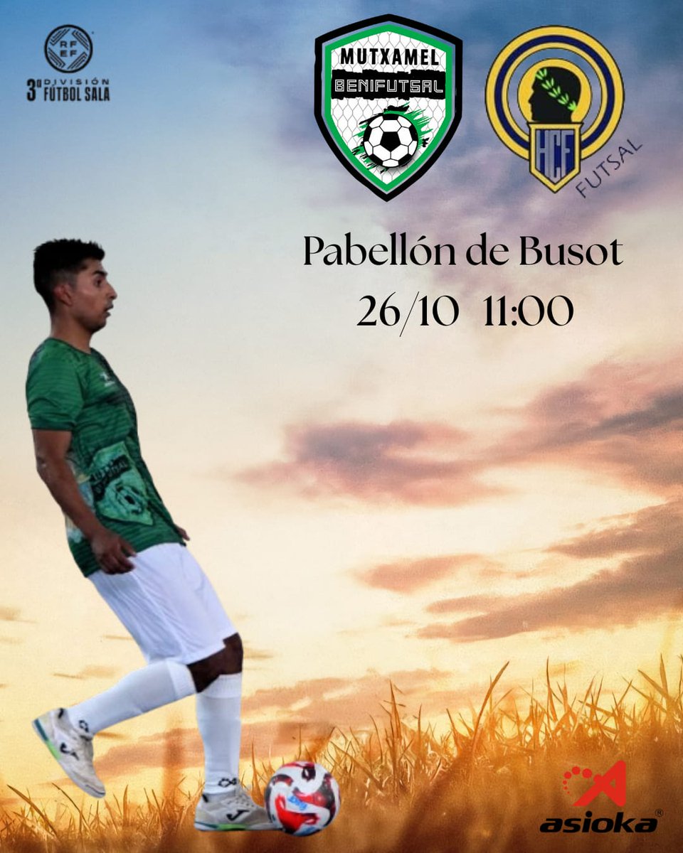 📣 ¡PARTIDAZO ESTE DOMINGO!
Este domingo 26 de octubre a las 11:00h tenemos encuentro importante en el Pabellón de Busot.

Se enfrentan:
Benifutsal 🆚 Hercules San Vicente

Ven a apoyar al equipo y a disfrutar de un gran partido de fútbol sala.