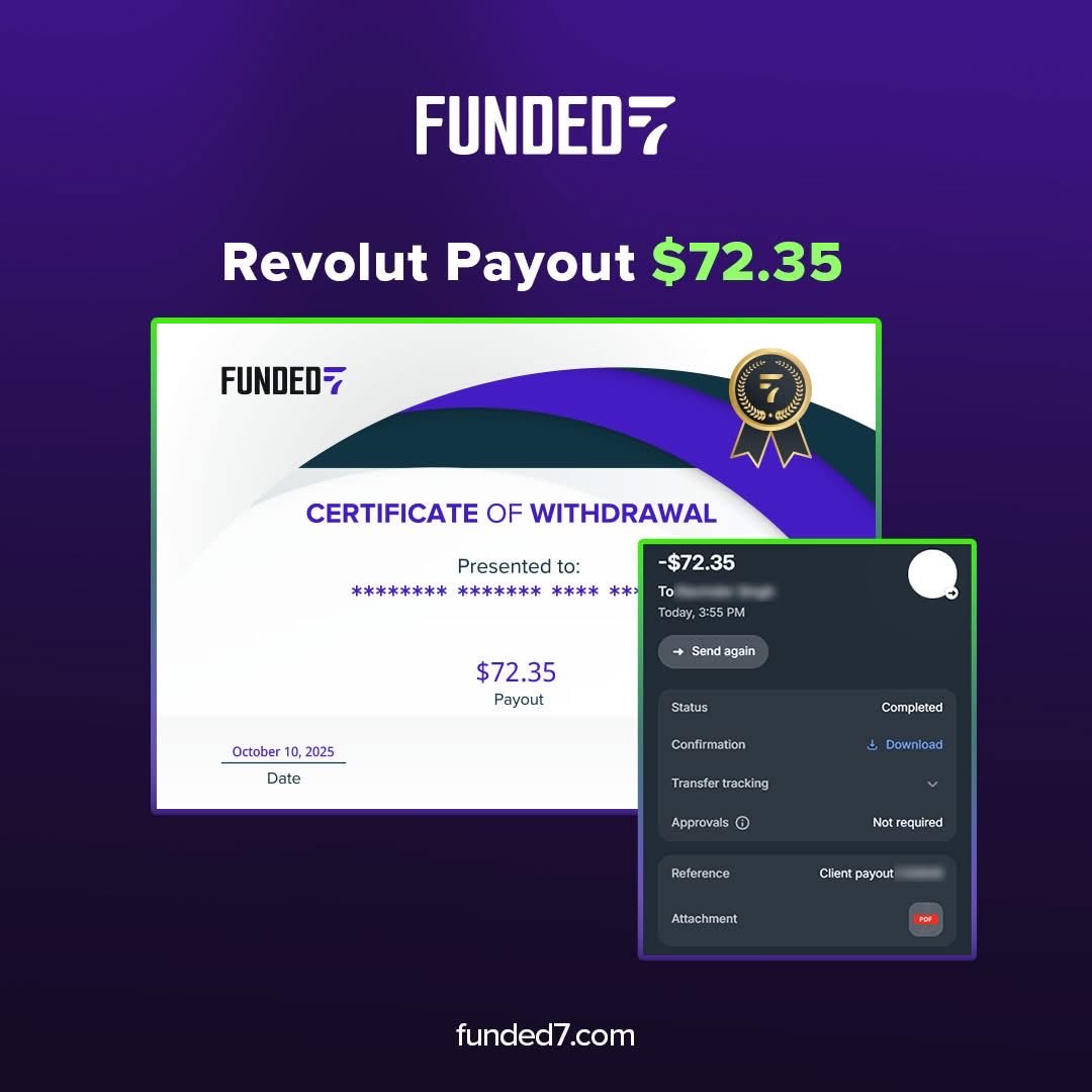 funded_7's tweet photo. Your Effort. Your Reward. 💪
Our traders are collecting their well-earned payouts this week! Your discipline and dedication drive your growth. Keep pushing toward your goals — the next payout could be yours.
#TradingSuccess #ProfitDay #TradingMotivation #TraderLife #WinningMindset #TradingRewards