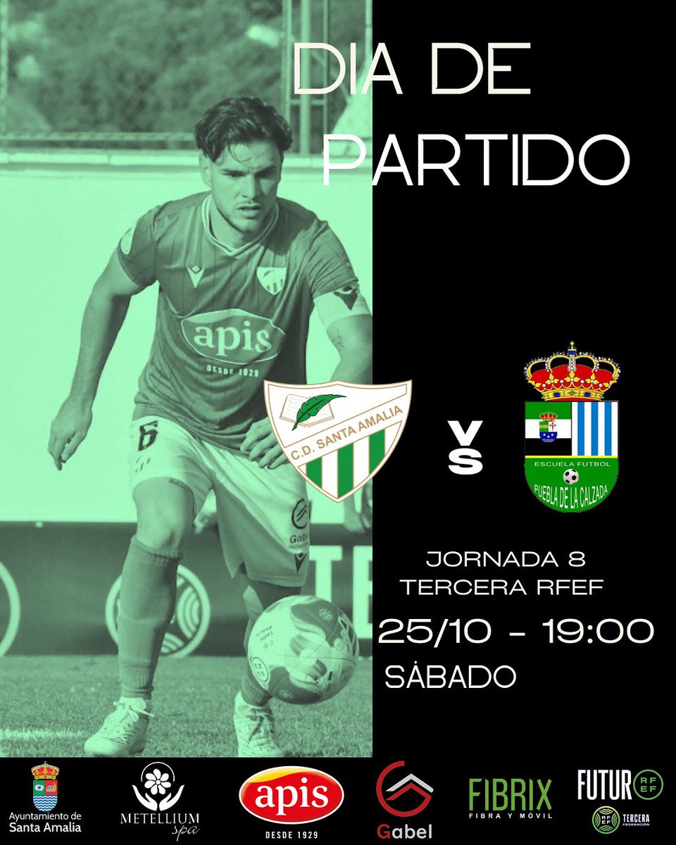 Octava Jornada de Liga. Hoy jugamos en casa, hoy volvemos al Municipal. Será a las 19:00h y nuestro rival el <a href="/PueblaEF/">E.F. Puebla de la Calzada</a> 

Entrada General 10€, socios gratis 

Vente a pasar la tarde con nosotros al Municipal, te esperamos 

VAMOS VERDES!!!!!!