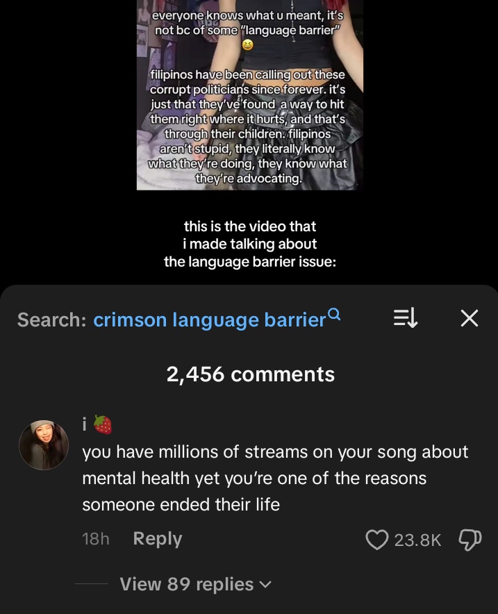 it’s so uncomfortable how people are suddenly turning this into a blame game. as someone studying psychology, i just wanna say — suicide is never caused by one thing alone. stop simplifying something as complex as mental health just to point fingers.