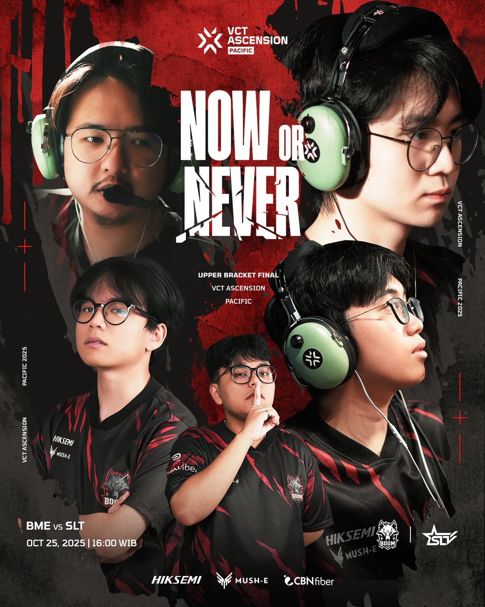 boomesportsid's tweet image. Now or Never! Let&apos;s give our best in this series.

BOOM vs SLT
Oct 25, 2025 | 16:00 ICT

#AscensionPacific