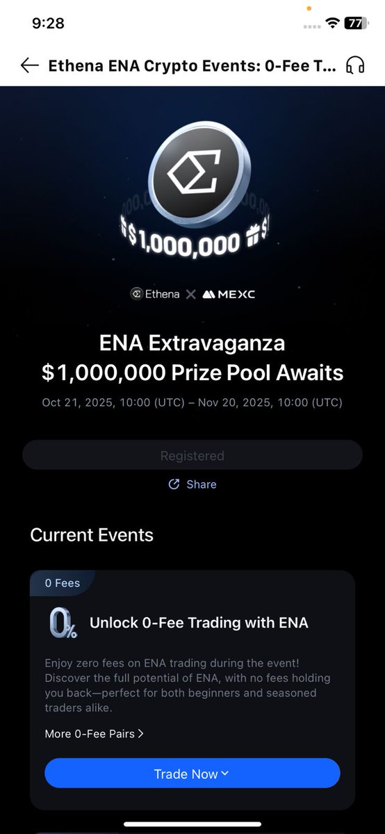 🔥 $ENA Extravaganza is taking over #MEXC! 🔥

Dive into the action and grab your share of the $1,000,000 prize pool! 

✅ Trade with 0% fees
✅ Stake $ENA &amp; earn up to 600% APR
✅ 5 thrilling events — exclusive rewards await!

⏰ Ends Nov 20, 2025 — Don’t sleep on this!

👉 Join