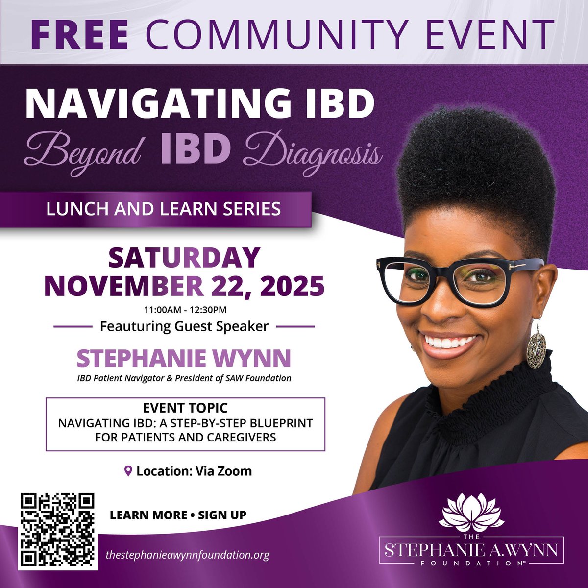 IBDPTNavigator's tweet image. Living with Crohn’s taught me: communication gaps cost patients and it take years before a diagnosis. That’s why I’m hosting a FREE lunch &amp;amp; learn on navigating IBD, for patients and caregivers.
📅 Nov 22 | 11 AM-12:30 PM | Zoom
Register: thestephanieawynnfoundation.org
#IBD #crohns