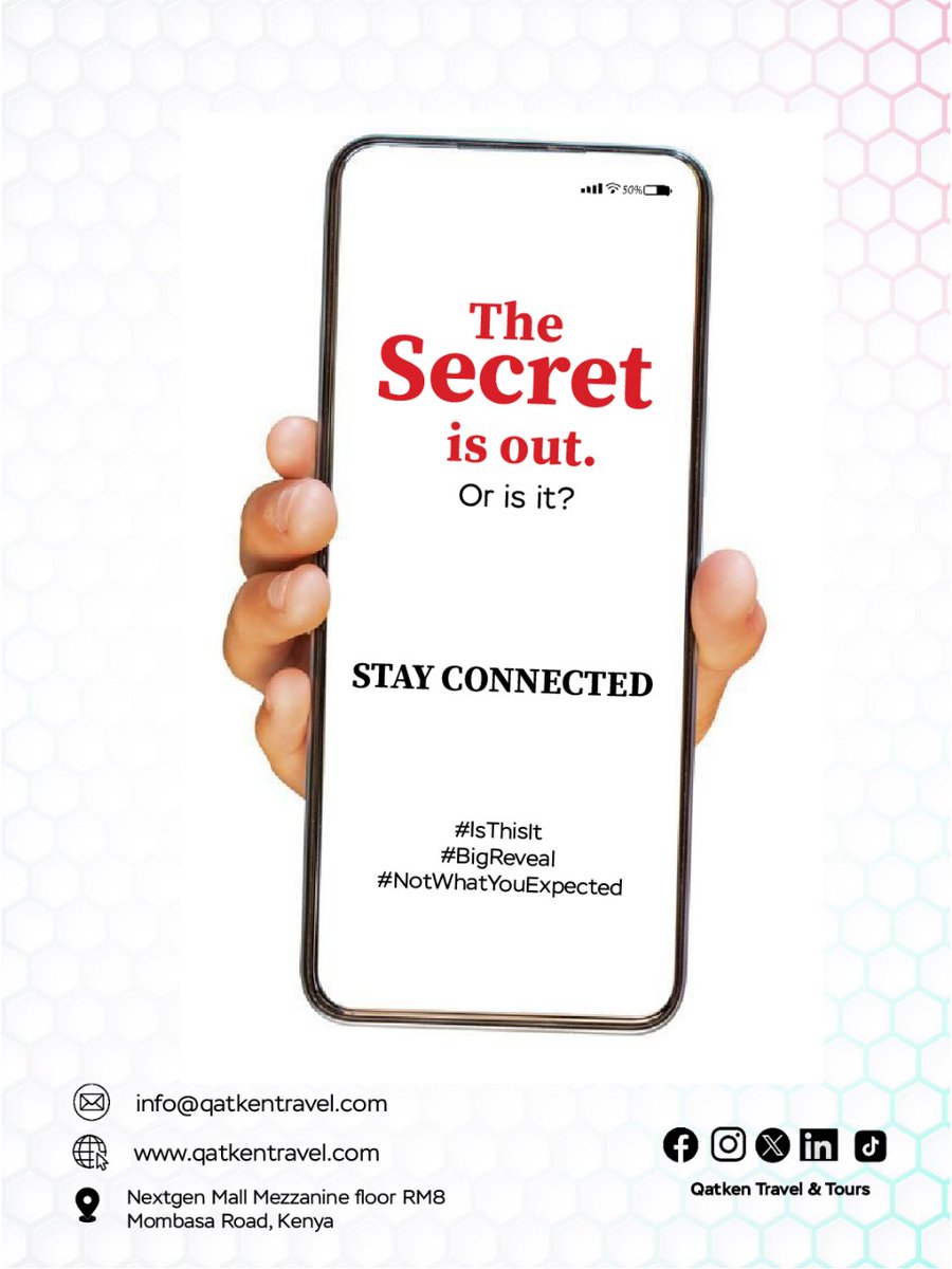 qatkentours's tweet image. Something exciting is unfolding at Qatken Travel &amp;amp; Tours and it’s unlike anything you’ve seen before.

The secret is almost out. Stay connected &amp;amp; be part of the reveal.

📧 info@qatkentravel.com | 🌐 qatkentravel.com

#BigReveal #IsThisIt #NotWhatYouExpected #QatkenTravel