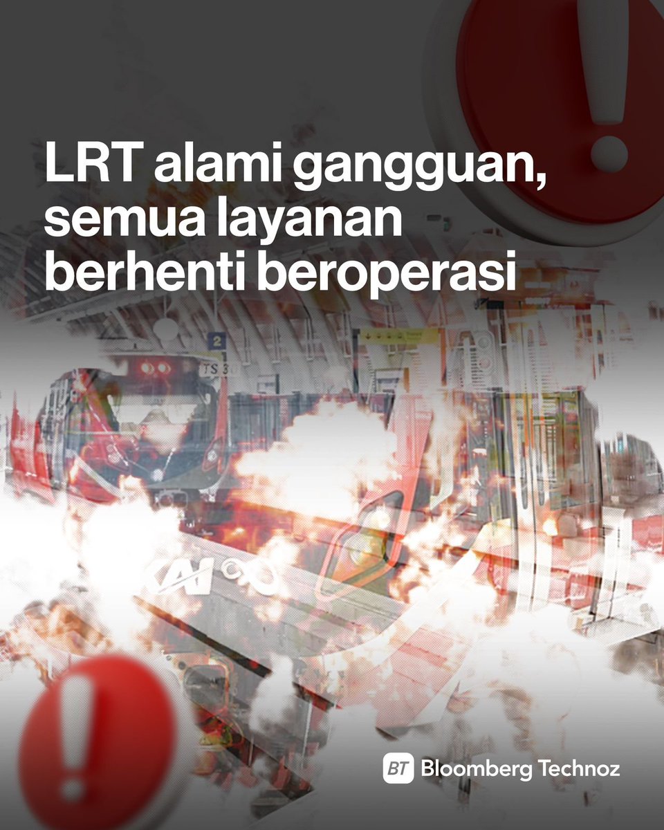 BloombergTZ's tweet photo. LRT Jabodebek mengalami gangguan operasional pada Sabtu (25/10/2025) pagi akibat kendala pada sistem third rail yang menjadi penyuplai listrik kereta. Dampaknya, seluruh perjalanan di semua lintas pelayanan sementara dihentikan.

Simak selengkapnya: https://t.co/GJ8XI1g6AX https://t.co/HbJvtTRm4i