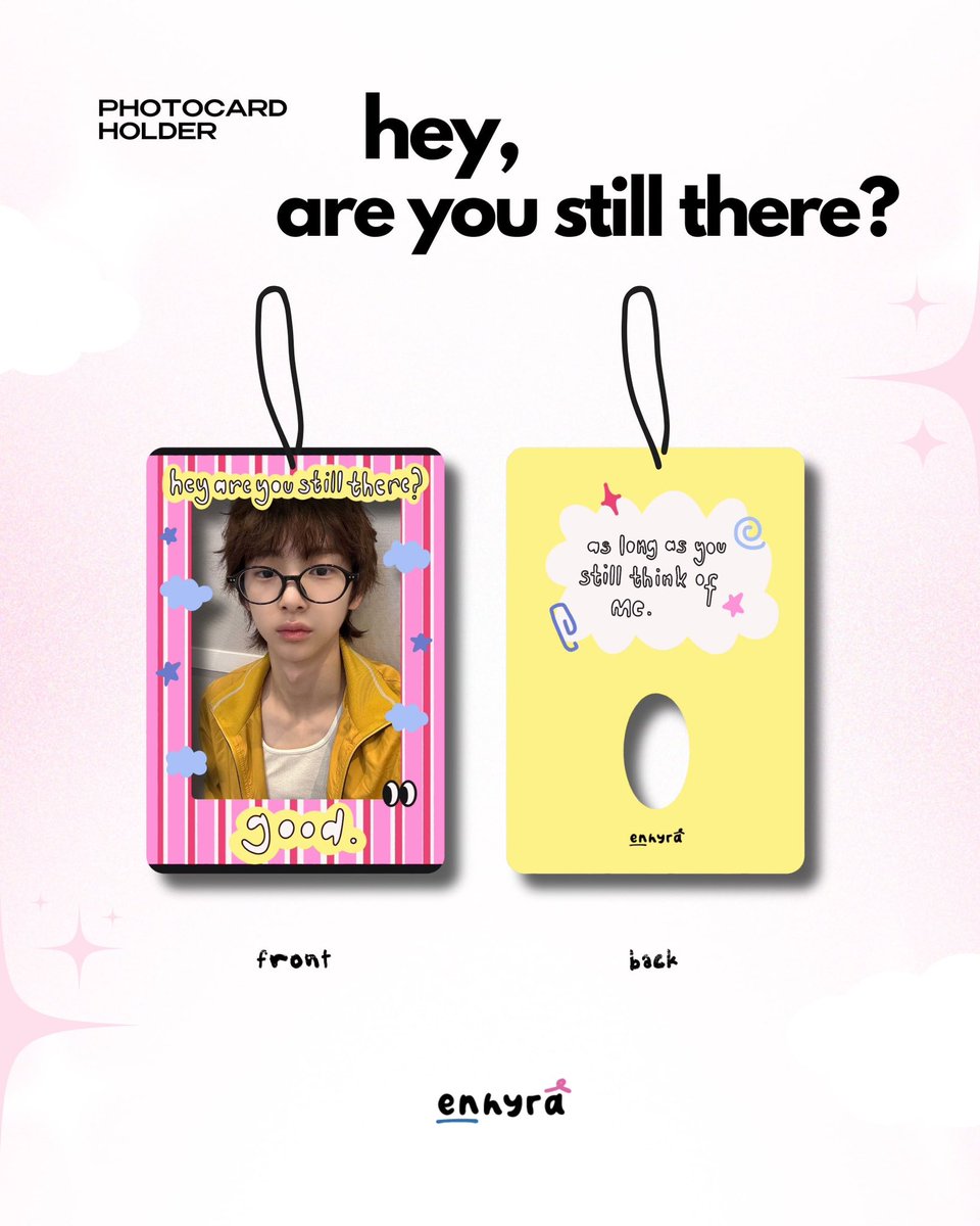 OPEN PRE ORDER “backburner” photocard holder by enhyra 👀💗🌟☁️

> pre order by gform : 

linktr.ee/enhyra

Close PO : 1 November 2025