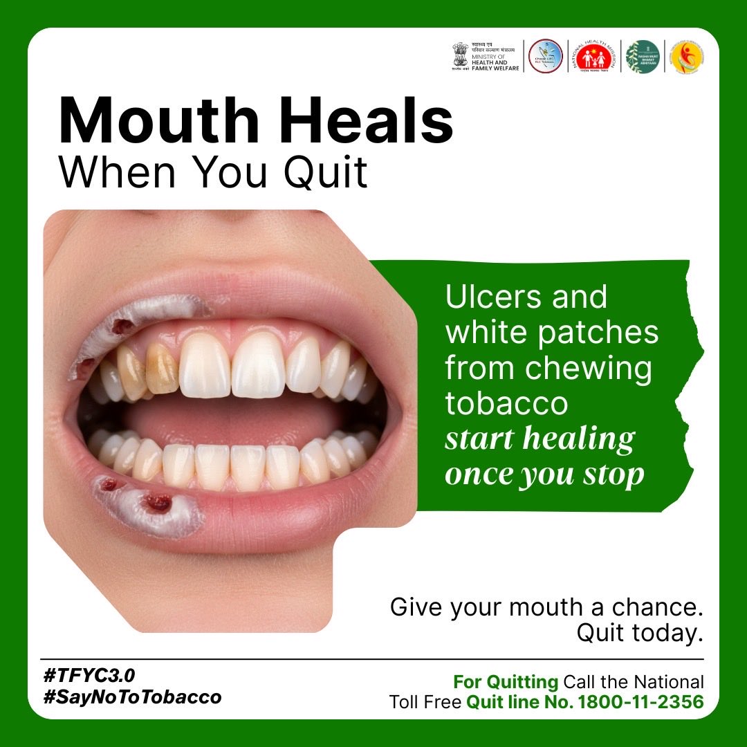 MoHFW_INDIA's tweet image. You don't just protect yourself; you protect your future and your family. 
Every tobacco-free day is one where you breathe easier, live longer, and set a healthier example for your loved ones. 
Choose your life over the craving.
#SayNoToTobacco #TFYC3 
#TheBigQuit
